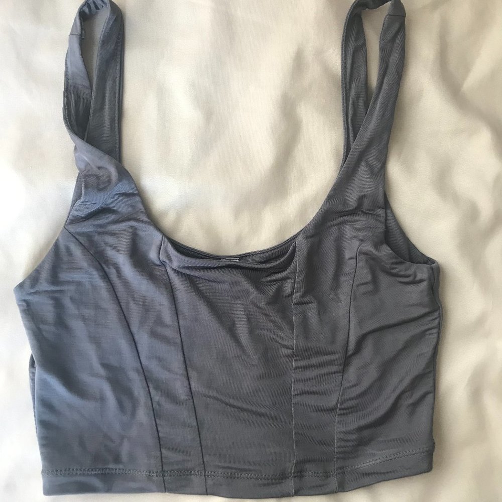Gray/Silver Satin Free People Crop Top